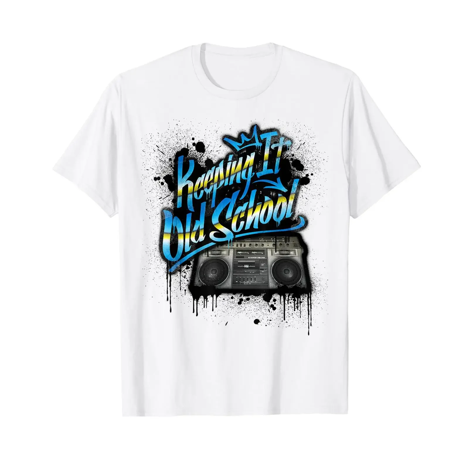 Keeping It Old School Boombox 80s T Shirt vintage Washed Stylish homme Slightly fashion Soft designer clothes Comfortable