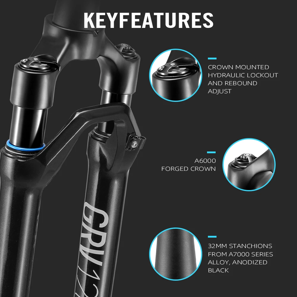 Lexon 700C Suspension Gravel Fork 40/50mm Travel E-Bike Ready Road Suspension Fork 12×100MM  E-Gravel Bicycle Front Fork