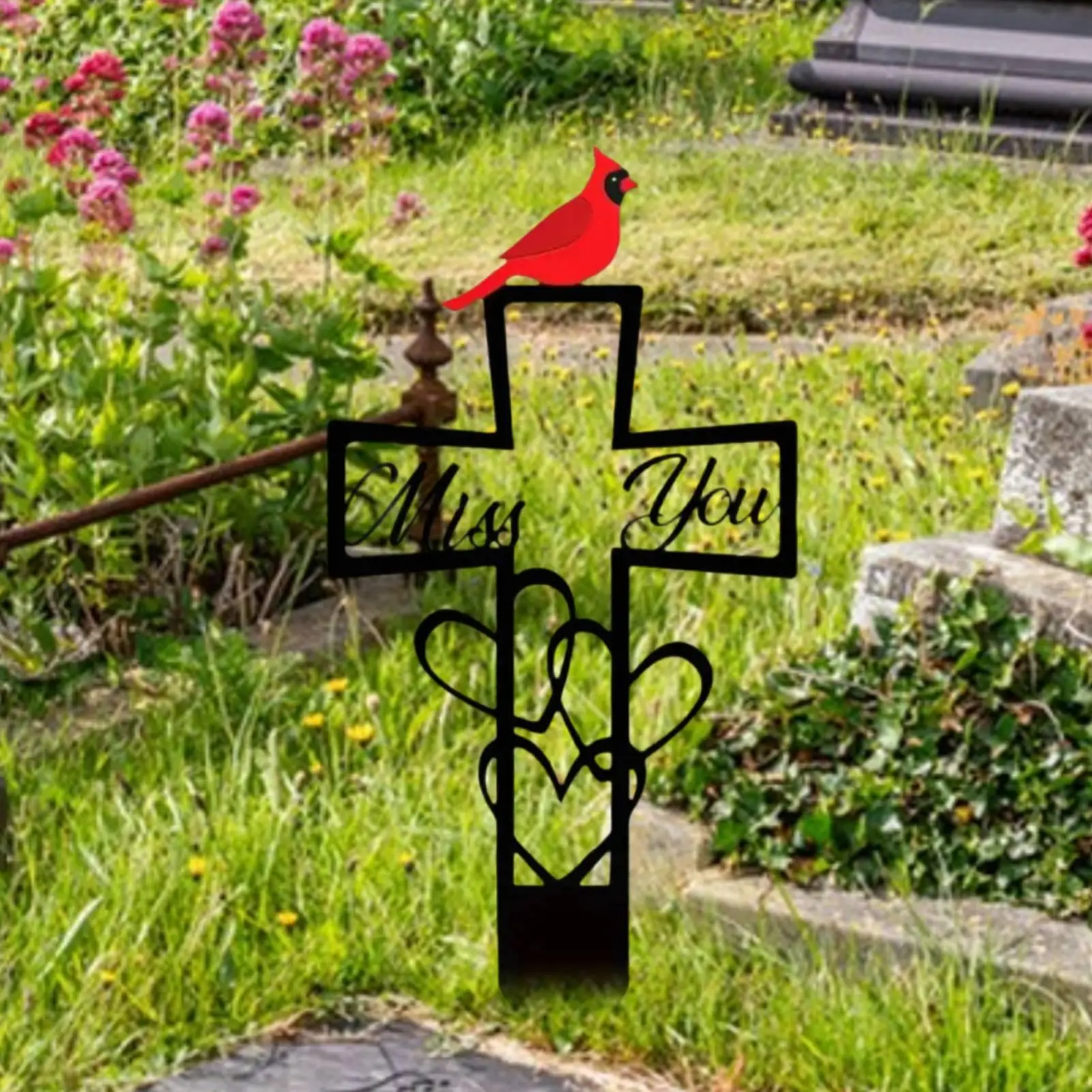 

Memorial Grave Stake Miss You Courtyard Ornament Memorial Plaque Stake Garden Remembrance Sign for Family Friends Lawn Yard