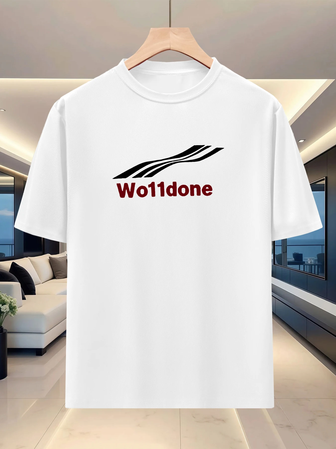 Weakening the horizontal expansion sensation, men's large loose T-shirt