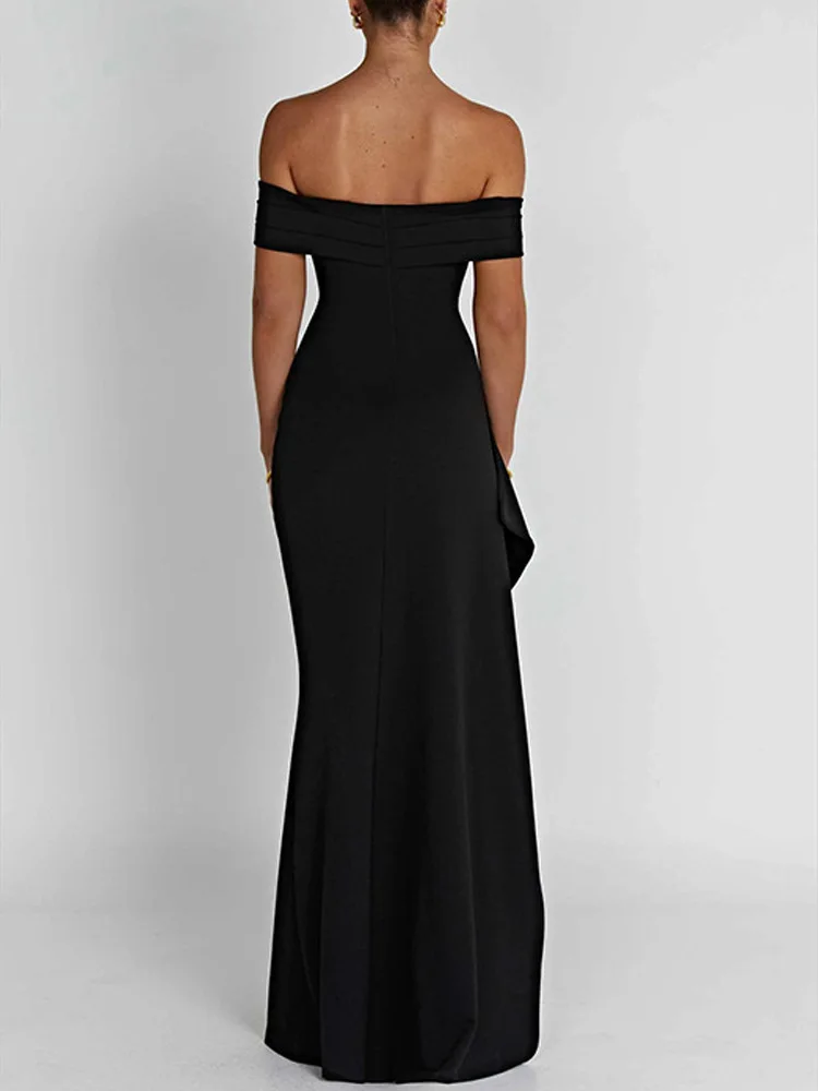 Summer Party Sexy Evening Dress One Shoulder Black Elegant Women Dress Fashion Long Dresses