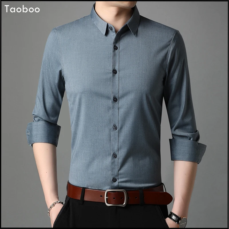 

Taoboo 2022 Spring Fall New Arrival Men's shirt Casual High Quality Slim Fit Business Tops Pure Color Classic Men's Clothing