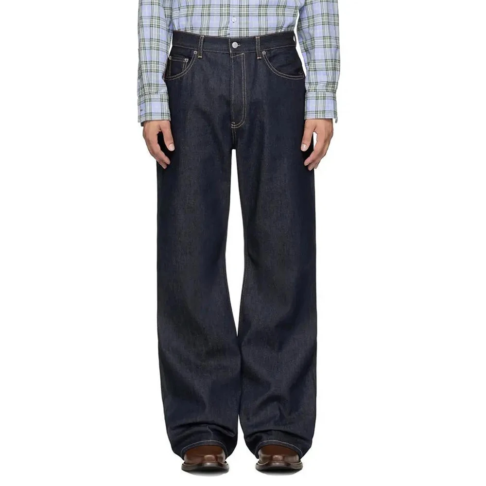 

Mens Fashion Dark Blue Retro Classic Loose Jeans 2025 Summer New High Street Trend Straight Casual Y2k Trousers Mens Clothing