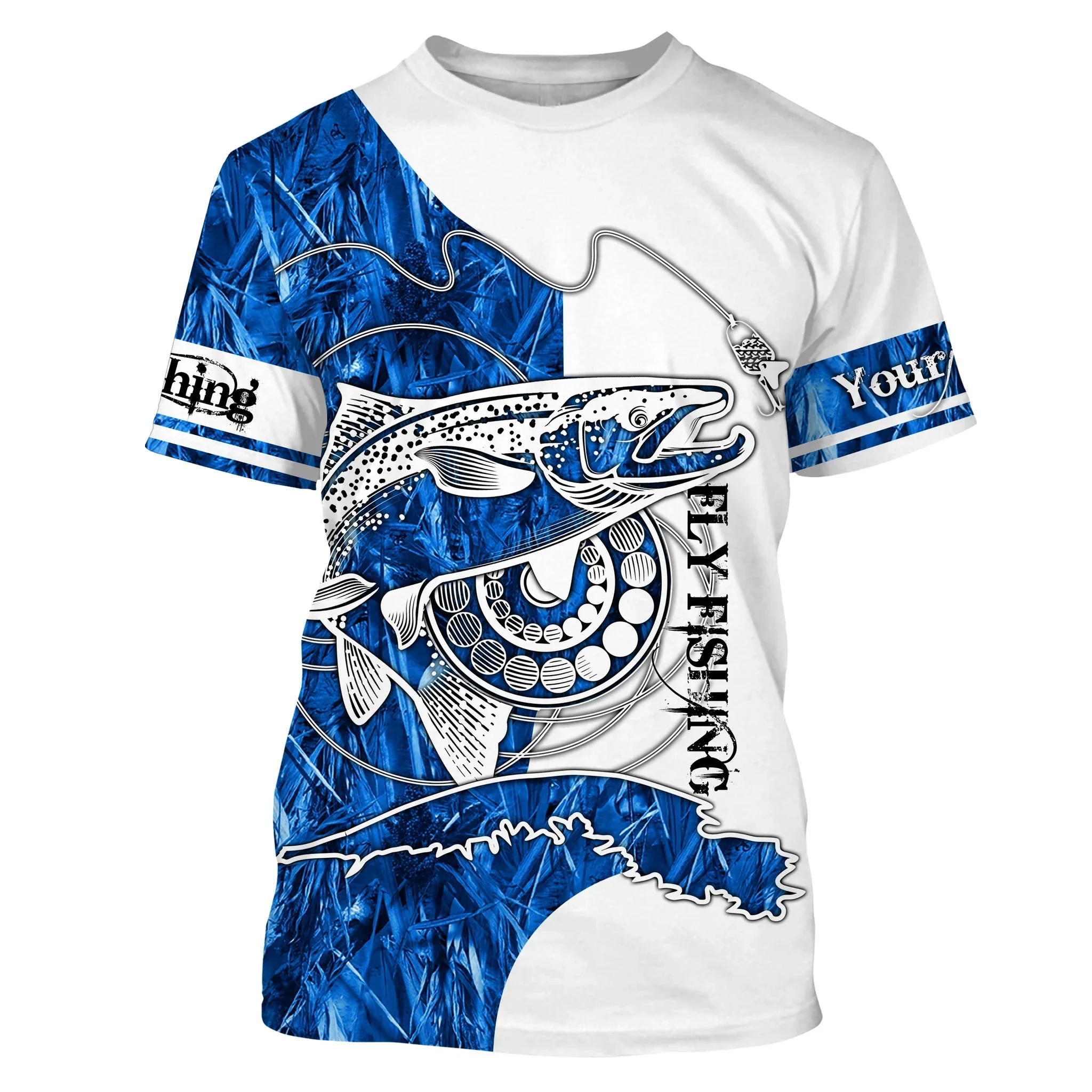 (King salmon) Fishing Customize name 3D All Over Printed Mens t shirt Cool Summer Unisex Casual Short sleeve T-shirt TX265