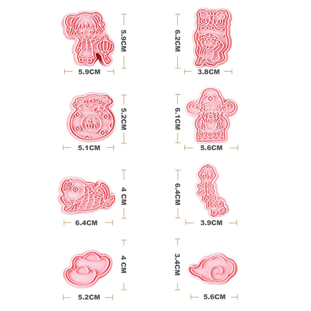 

8 Pcs Stamp Biscuit Mold Biscuits Lunar Year Cookie Cutter Plastic Cookies Molds