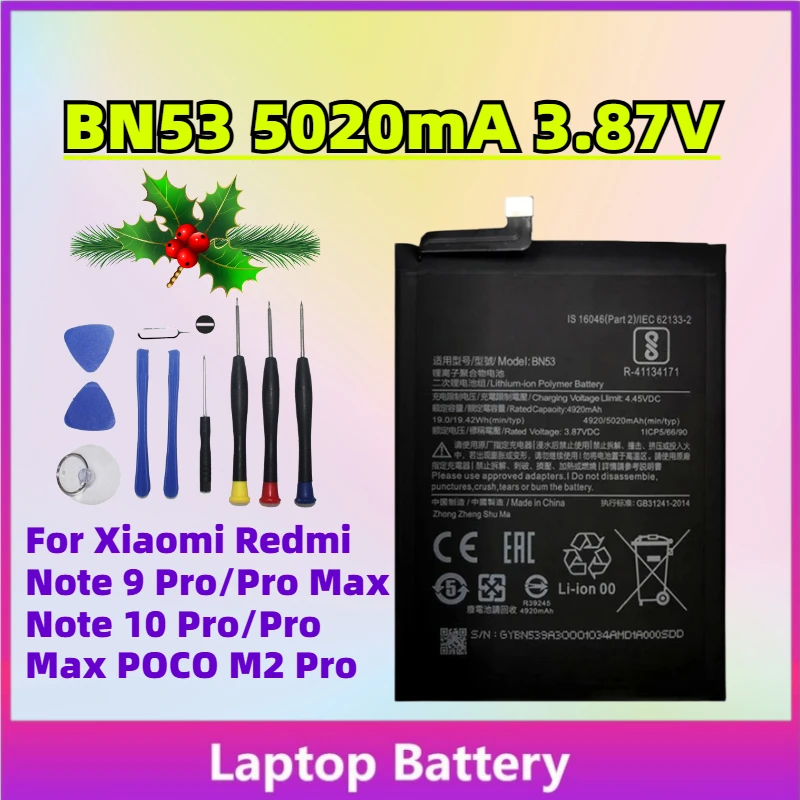 

Fast Shipping New BN53 5020mA 3.87V Mobile Phone Battery for Xiaomi Redmi Note 9 Pro/Pro Max Note 10 Pro/Pro Max POCO M2 Pro