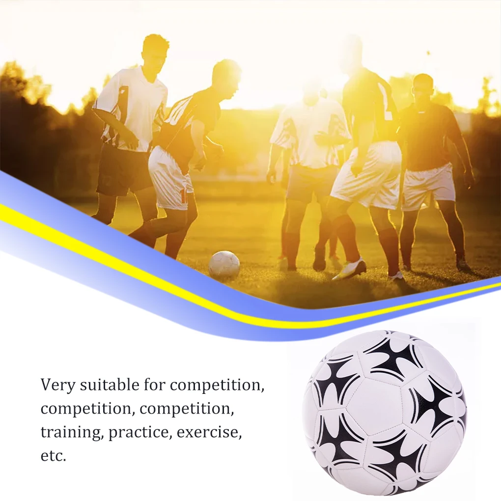 Professional Soccer Ball PU Leather Size 5 Park Playground Match Competition Training Football Outdoor Sports Game Play Ball