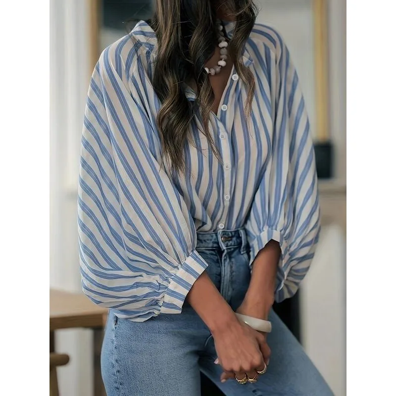 

K 21814 Long Sleeve Striped Shirt Women's Princess Sleeve Other Material 100% Spring 2026 Non-shrinking Other Style