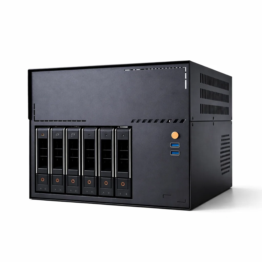 

6 Bay NAS Case MATX Server Chassis SATA SAS Hot Swap Mini Tower PC Case SFX Power Support Home Server Storage Case