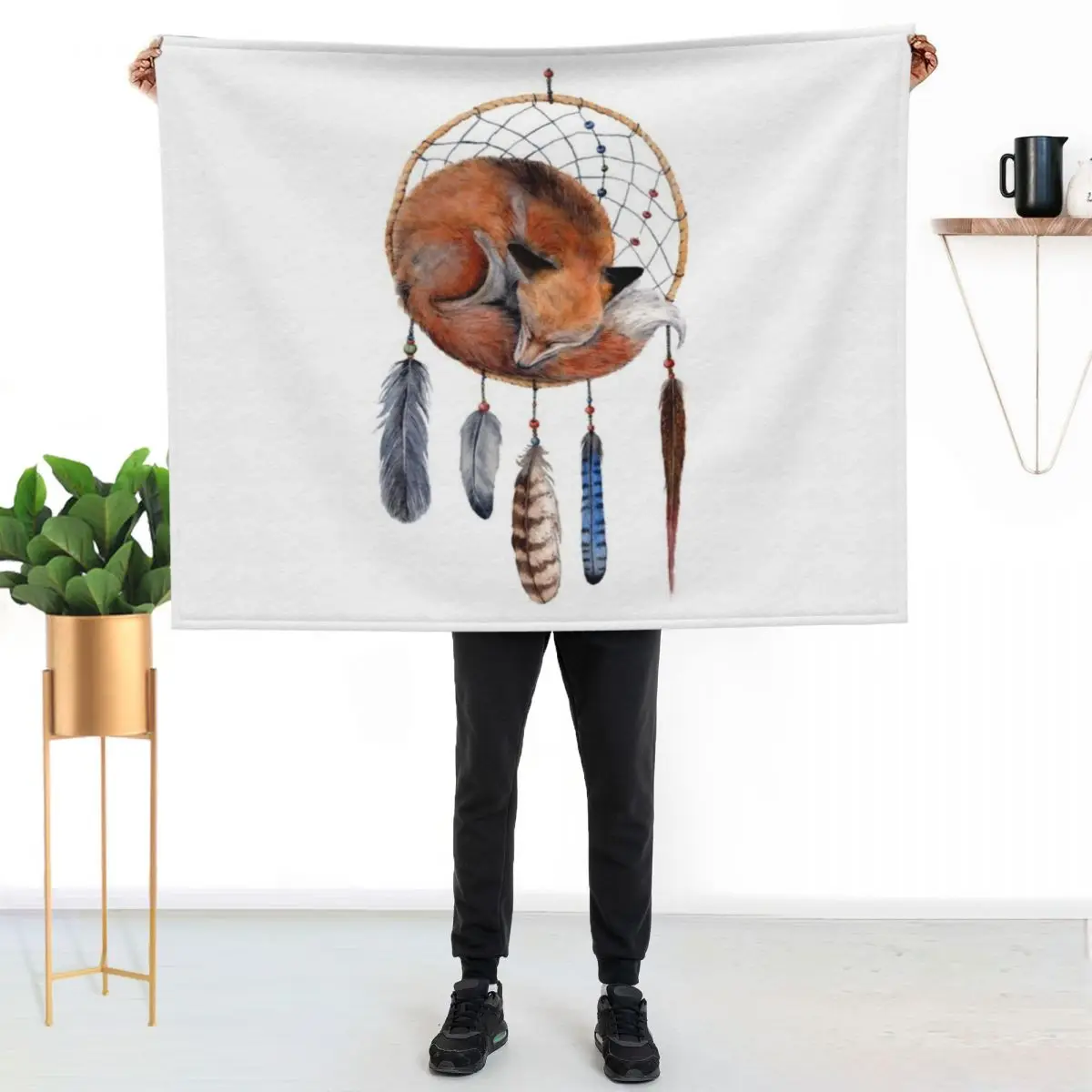 Fox Dreamcatcher Throw Blanket for sofa Vintage For Sofa Thin Blankets For Sofas bed plaid Beach Blankets