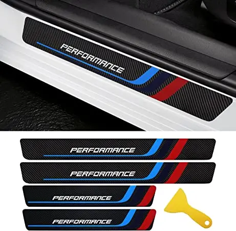 Door Sill Protector 4PCS For BMW Carbon Fiber Door Sill Scuff Plat Compatible for BMW Series Accessories