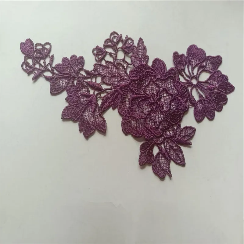 بقع تطريز أرجوانية لامعة من الدانتيل ، خياطة متدرجة مجوفة ، ملابس مزخرفة بالدانتيل من البندقية ، 12 × 18 ، 10 لكل قطعة #2