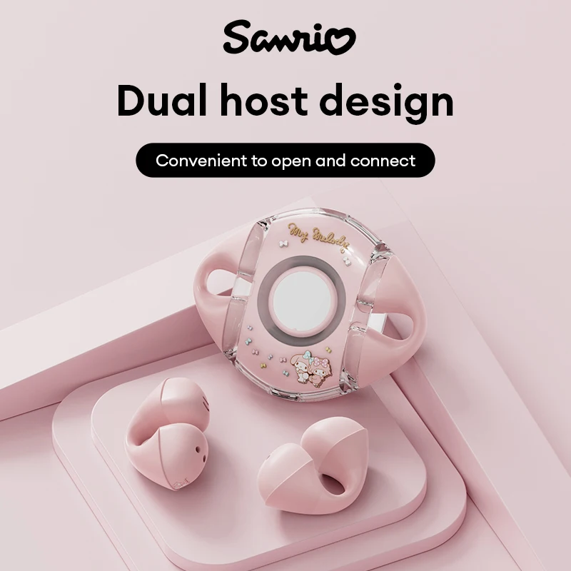 Keuze Sanrio BL09 Oor Clip Draadloze Oordopjes Kawaii Hello Kitty Bluetooth Lage Latency Koptelefoon HIFI Geluid Hoofdtelefoon My Melody