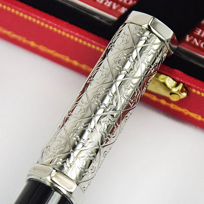 Imagem -04 - Luxo Metal Roller Ball Pen Guarnição Prata com Número de Série Agd Herringbone Padrão Snowflake Textura Padrão