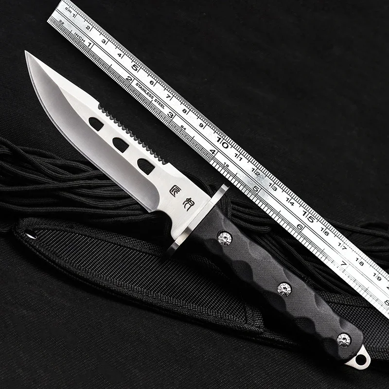 

Tactical straight knife Outdoor camping survival knife Self-defense EDC pocket knife Wilderness hunting tool