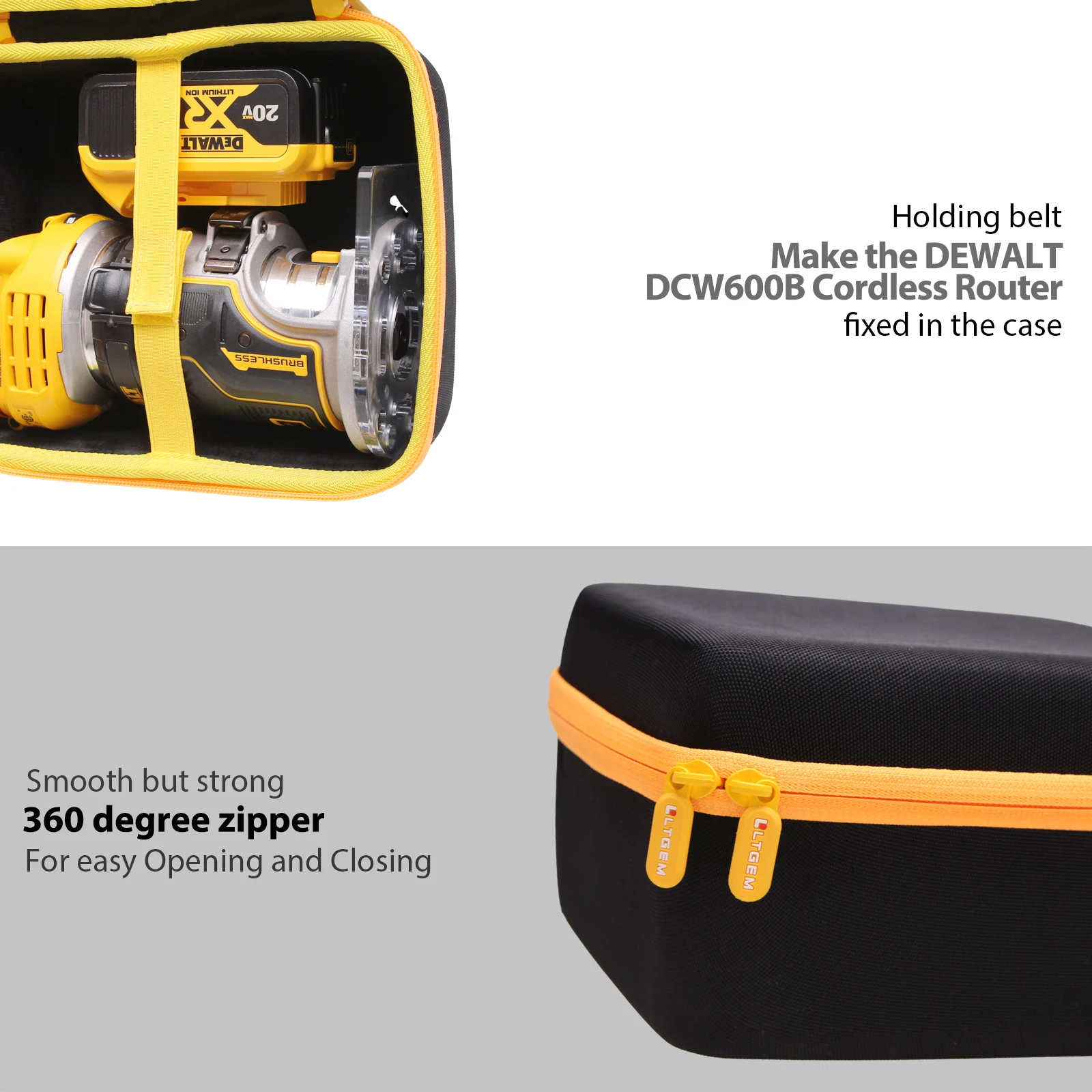 LTGEM-Hard Case para DEWALT DCW600B 20V Max XR Roteador sem fio, DDWP611 Roteador, Viagem Saco De Armazenamento De Proteção, Apenas Caso