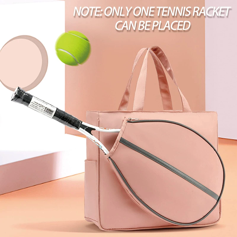 Portable Tennis Racket Shoulder Bag Tote Sports Handbag for Women Waterproof Badminton Bags with Main Compartment for Outdoor