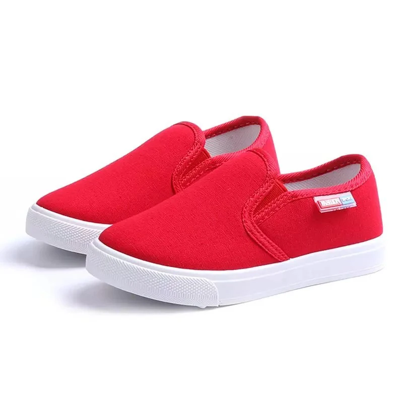 JGVIKOTO Fashion Boys Canvas Shoes Fashion Soft Breathable Kids Casual Sneakers Children Flats Loafers Solid Color Slip-on 27-38