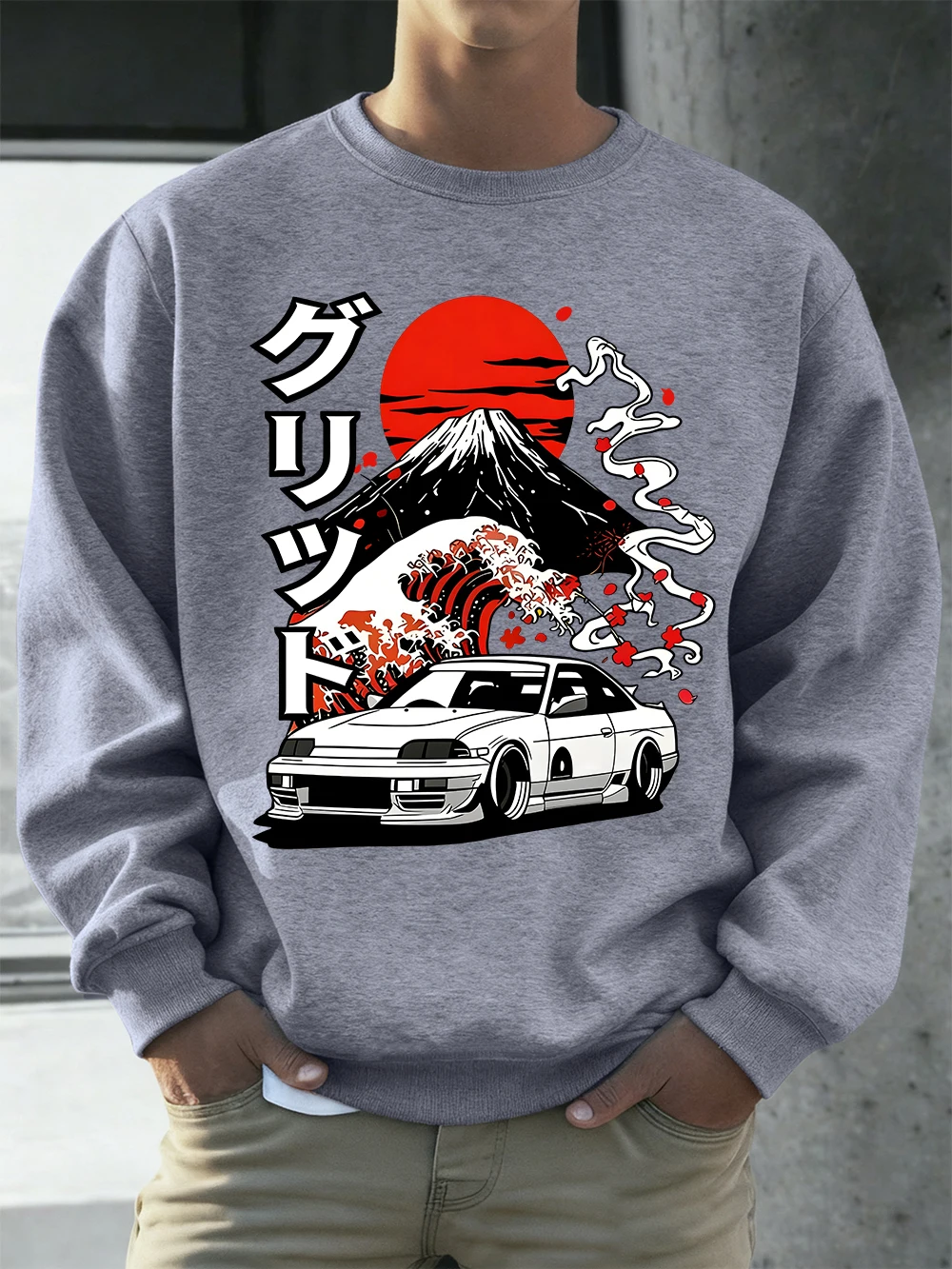 

Мужские толстовки Nippon Jdm с принтом, зимние флисовые теплые худи, корейские свободные пуловеры с круглым вырезом, модная мужская одежда