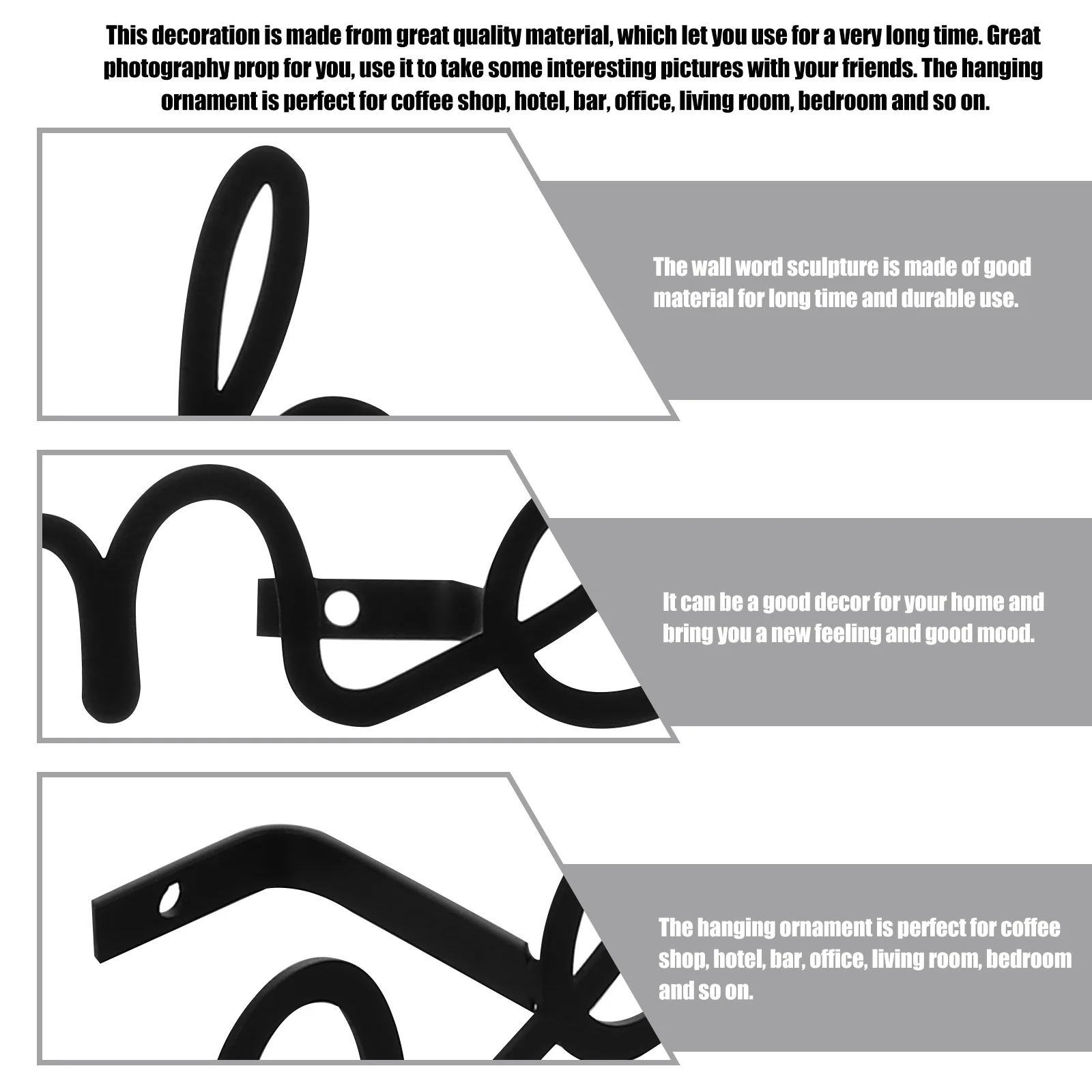 

Beautiful Wall Word Sculpture Home Decoration Unique Pendant Good Material Long Time Use Wall Word Sculpture Hanging Decoration