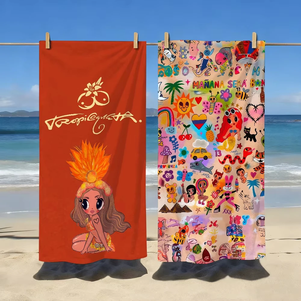 Singer K-Karol G Tropicoqueta Large Beach Towel Quick Dry Sandproof Soft Light Travel Camping Gear Sports Towel
