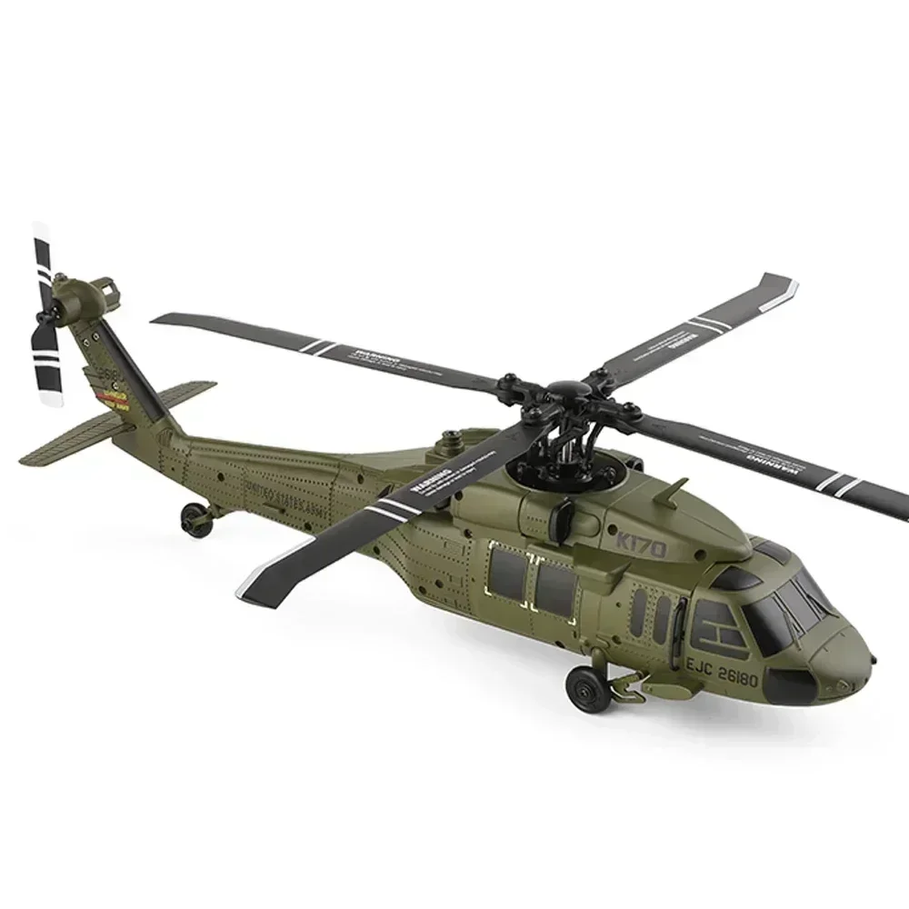 UH-60L Wltoys K170 2.4G 4CH 6 eixos giroscópio motor sem escova militar verde helicóptero RC RTF e XK K170
