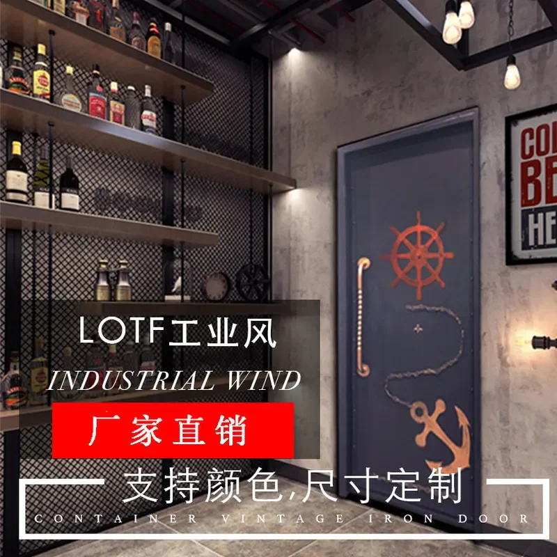 for Wrought Iron Container Door for Toilet Bar Cafe KTV Indoor Swing Door Industrial Style