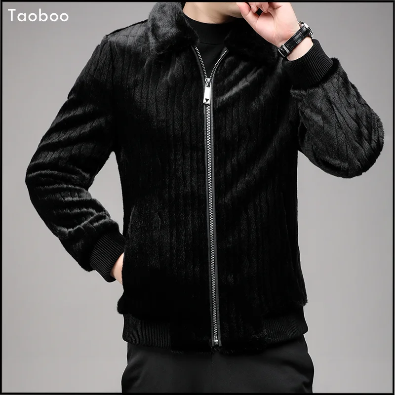 Taoboo 2024 High Quality Winter New Faux Mink Fur jackets for men Luxary Lapel Thick Warm Jackets Fashion Casual Men\'s clothing