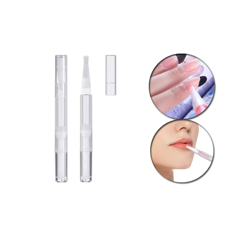 20/30/50/100Pcs 3ml Nail Oil Polish Transparent Twist Pen Tubes with Brush Empty Cosmetic Lip Gloss Applicators Nail Brush Tool