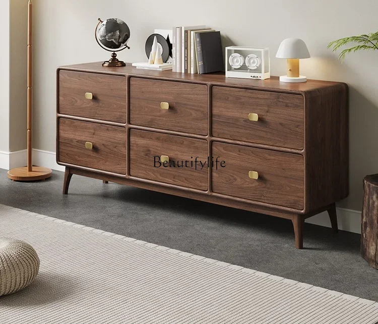 

X4 North American black walnut solid wood sixchest cabinet entrance entrance locker