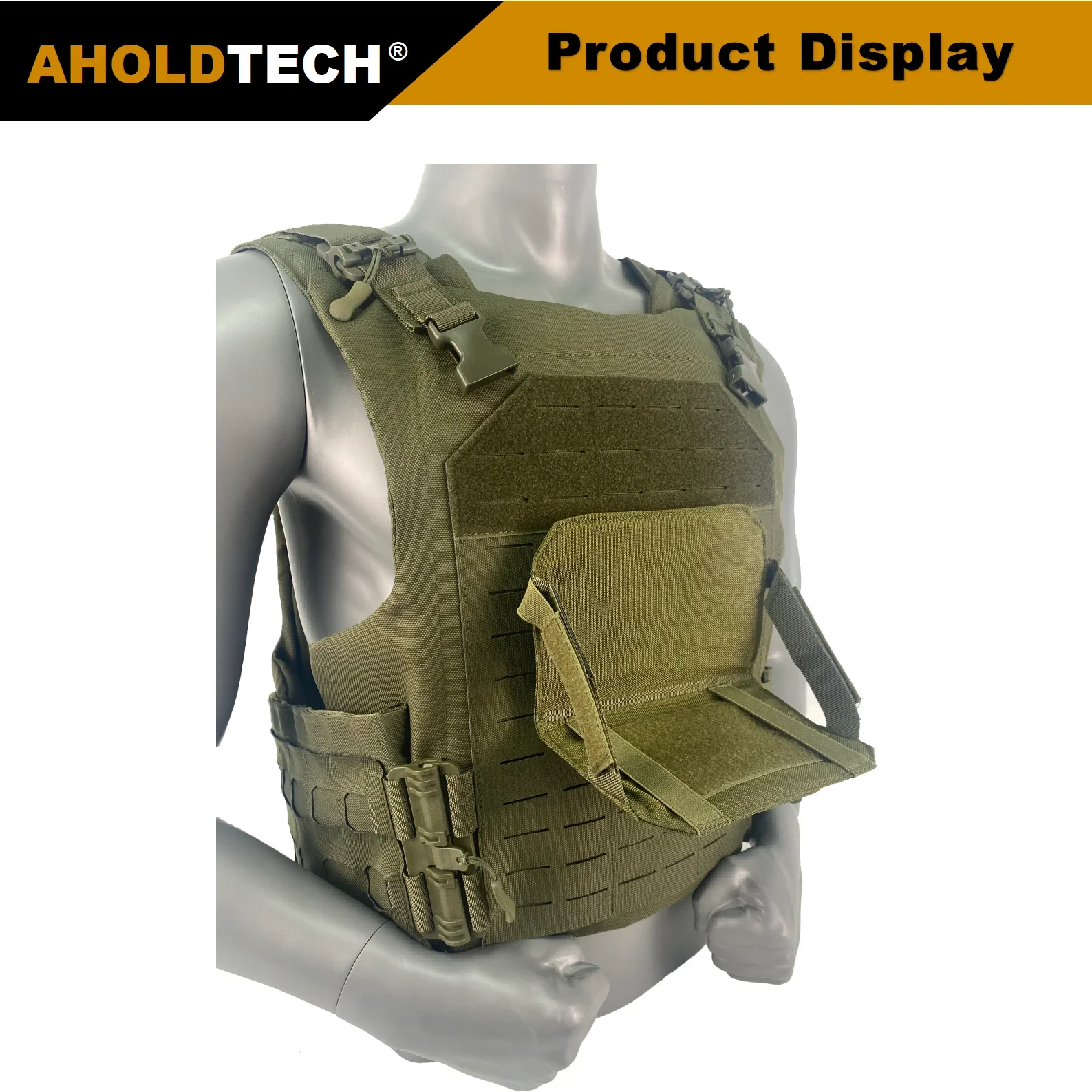 Aholdtech Tactical Mobile Navigation Plate Foldable Chest Hanging Mobile Holder Bag Outdoor Vest With MOLLE Hunting Sports Gear