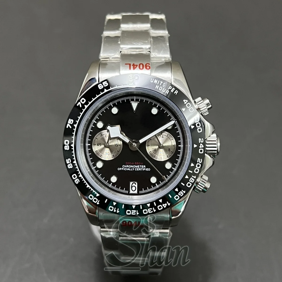 

39 мм 2025 мужские кварцевые часы из нержавеющей стали с хронографом, циферблат панды, сапфировое стекло, часы 6 часов, дата, роскошные мужские часы