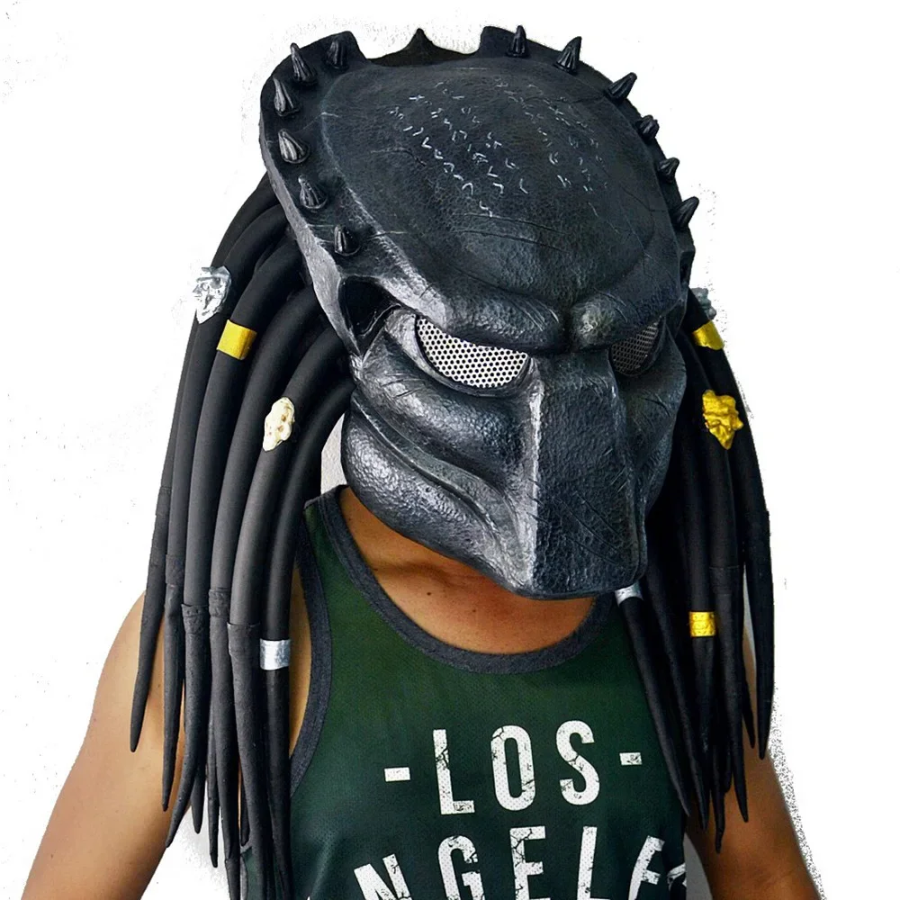 

Alien Hunter Mask Latex Headweart Alien War Iron Blood Warrior Mask Terror Halloween Masks Alien Monster Hunter Cosplay Masque