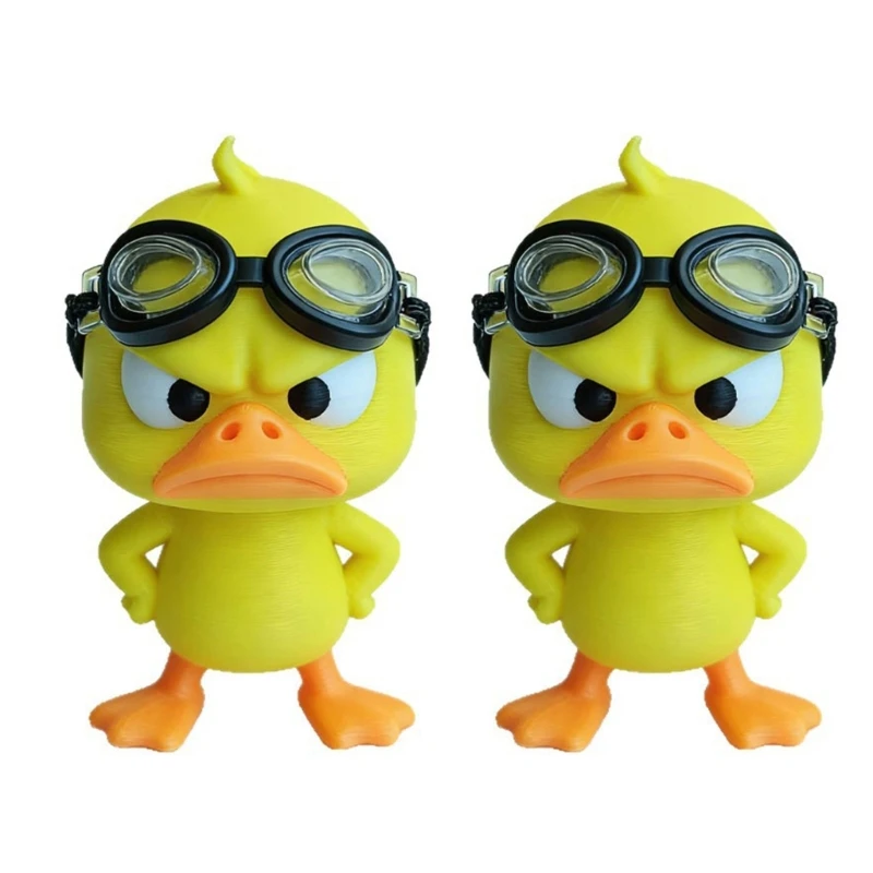 Q39B Decorative Angry Duck Figurine Set of 2 for Cabinets, Desks, and Nightstands