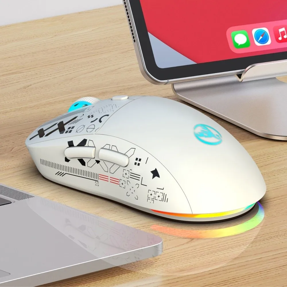 3-mode draadloze gamingmuis Cool Print Kleurrijke RGB-laptop draadloze muis Draagbare uiterst nauwkeurige draadloze Bluetooth-muis