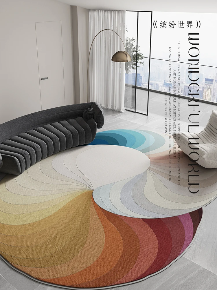 Carpet Shaped Luxury Light Oval Living Room Tea Table Blanket Morandi Color