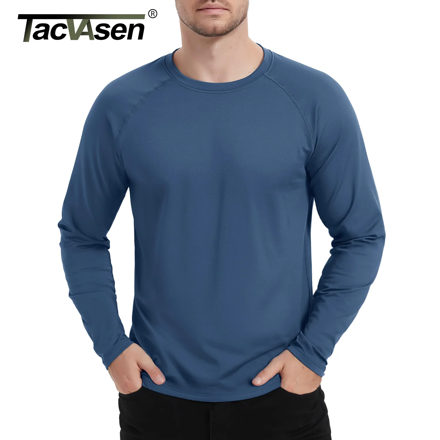 TACVASEN Fleece Lined T-shirts Mens Thermal Long Sleeve T Shirts Winter Autumn Athletic Workout Base Layer Pullover Tops Male