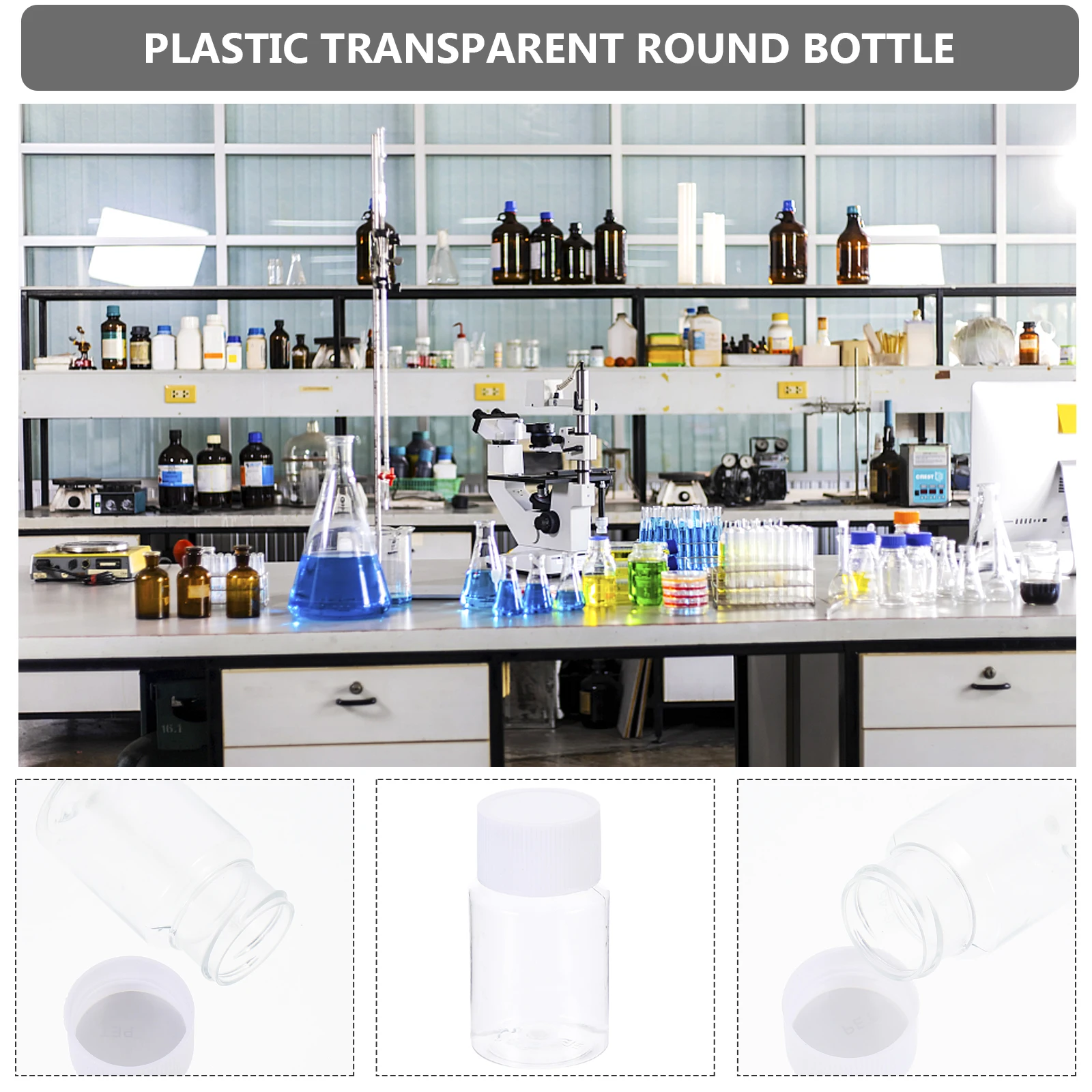 

35 Pcs Plastic Bottle 20ml Vial Reagent with Screw Bottles Lab Sample Sealing 30ml