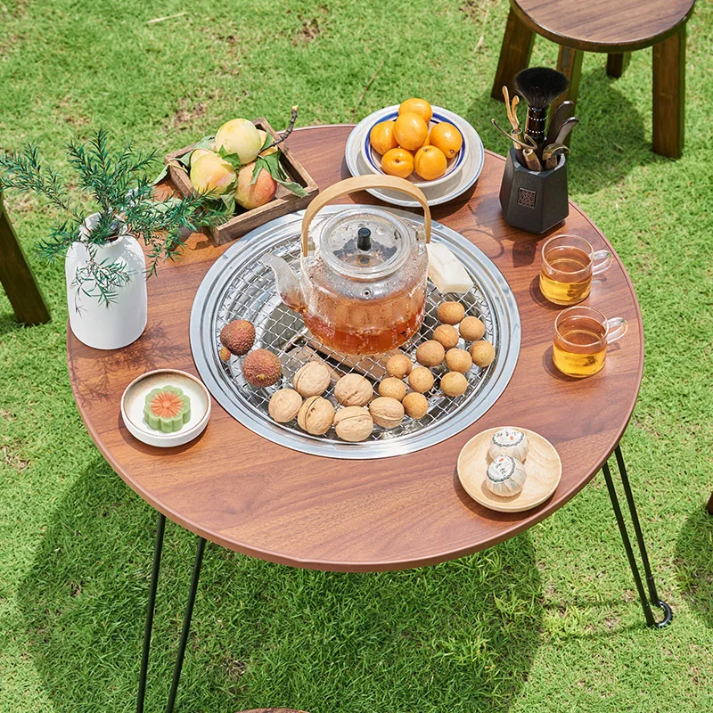 Outdoor Round BBQ Stove Table Cooking Tea Table Barbecue Grill Heating Stove Winter Charcoal Stove Home Grill Charcoal Stove New