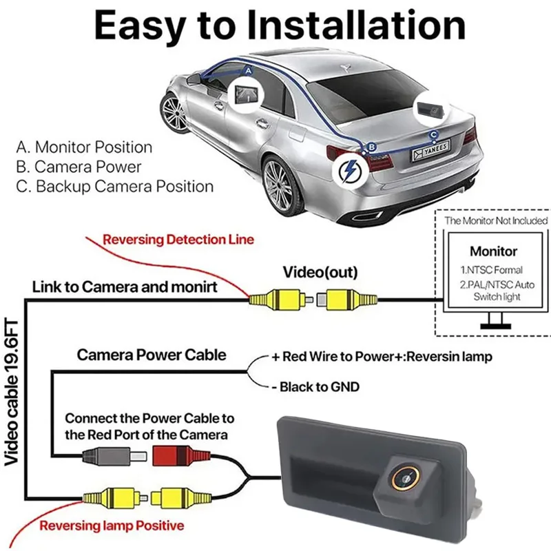 170° 1080P AHD Vehicle Rear View Camera for Trunk Reversing Camera Special Car Rear View Monitoring For VW Audi Classic Series view 6