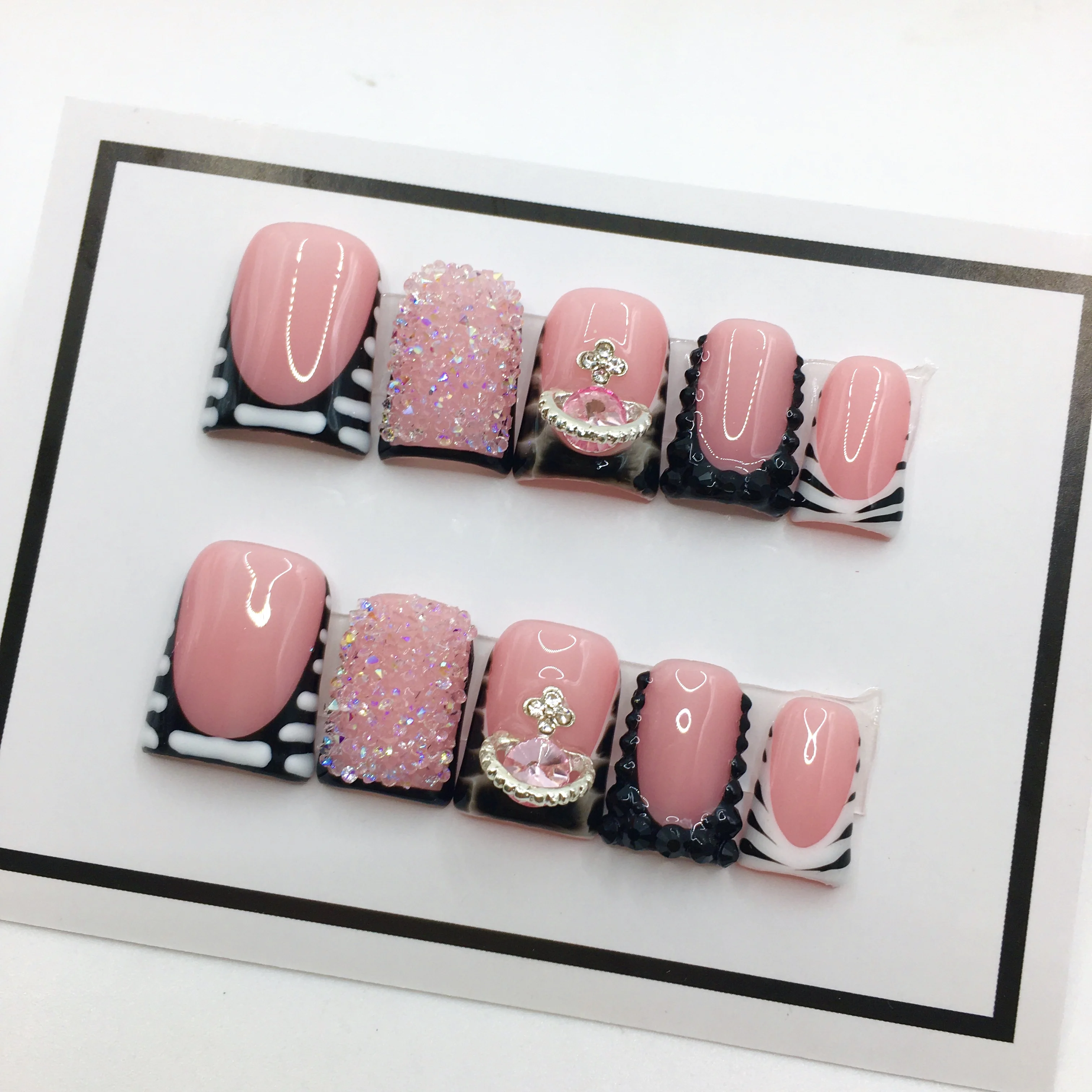 Hot Selling Reusable Press On Nails Luxury Designed Custom Duck shape Artificial Fingernails