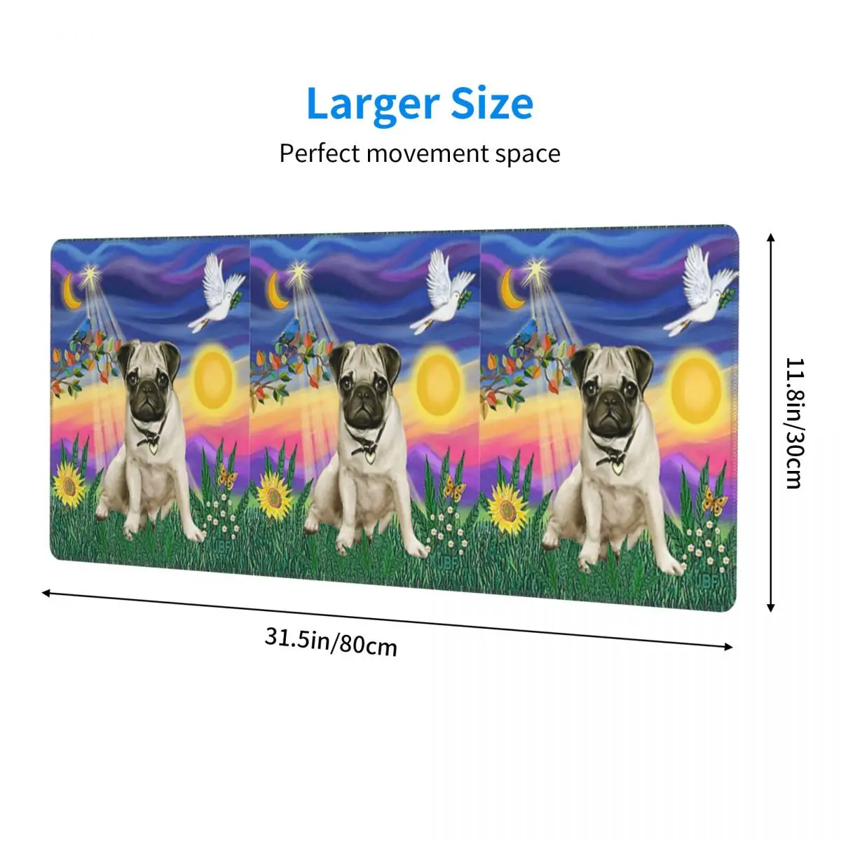Twilight With A Pug Large Mouse Pad Computer Keyboard Mouse Mat Gamer PC Laptop Desk Mat Office Accessories Table Mats
