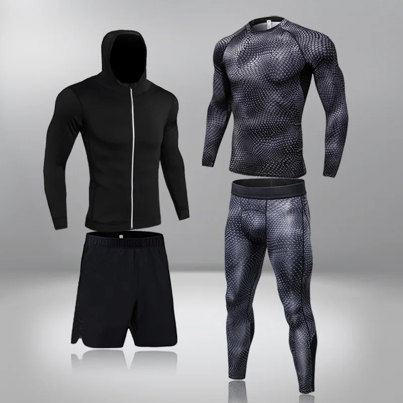 Men's Compression Sportswear Suits Gym Tights Training Clothes Workout Jogging Sports Set Running Rashguard Tracksuit For Men