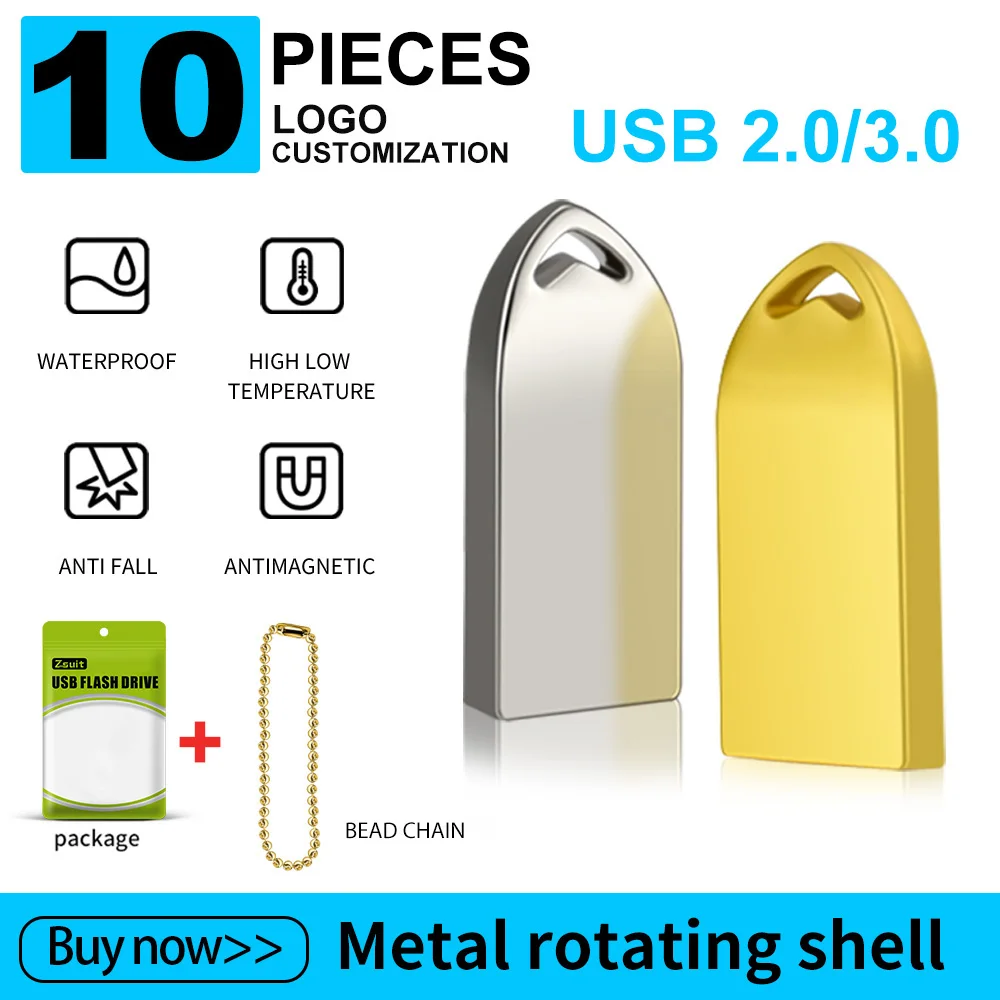 

Zsuit 10PCS/LOT USB Flash Drive 64GB 128GB Mini Pen Drives 32GB Metal Memory Stick 4G 8G Cle USB Custom Logo Memory Flash Disk