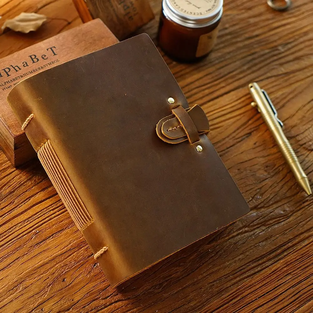Vintage Leather Bound Journal Handmade Genuine Leather Cover Travel Sketchbook Unlined Blank Pages Sketch Notebook Gift