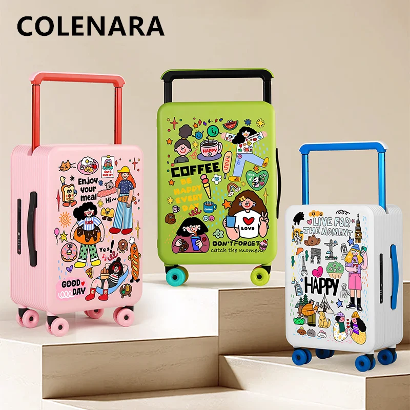 COLENARA حقيبة خفيفة الوزن صندوق الصعود سعة كبيرة حقيبة تروللي بعجلات 20 "24" 26 بوصة صندوق كلمة المرور عربة نوع حقيبة سفر الأمتعة #2