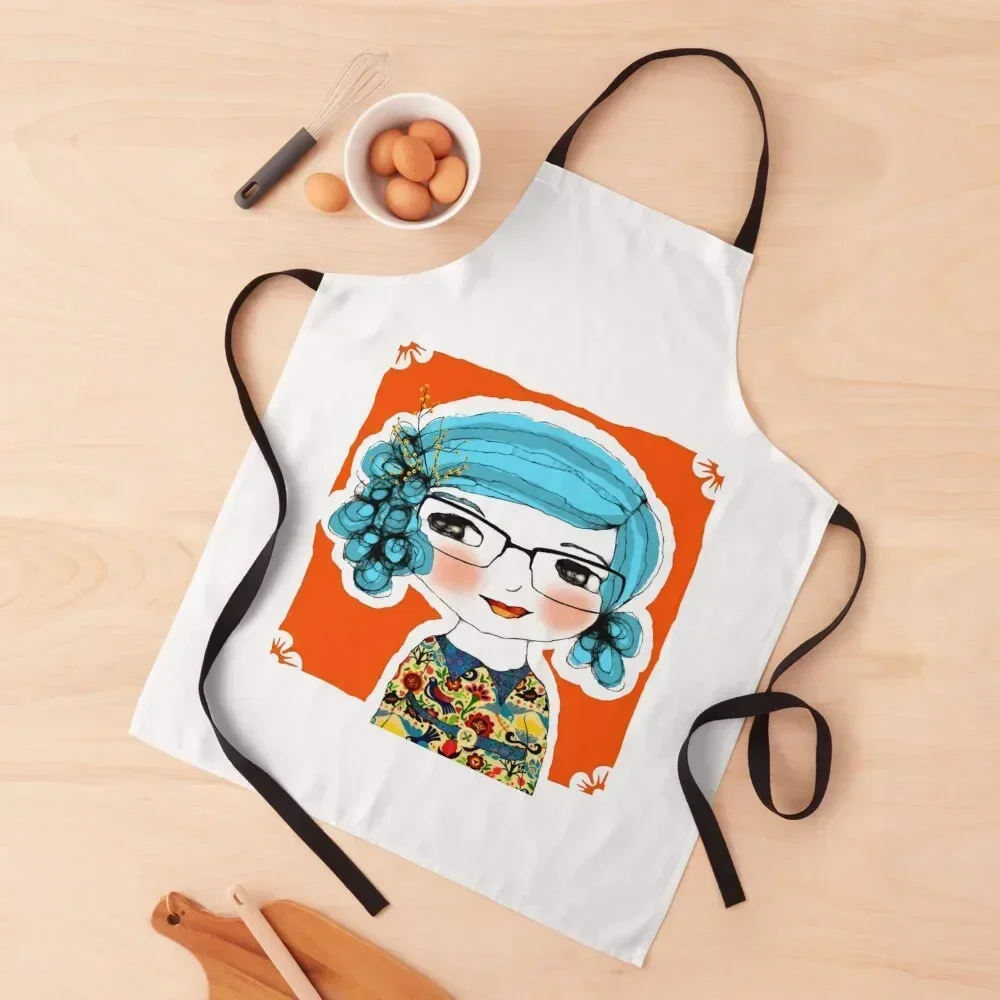 

cool girls wear glasses -- caroline Apron with pockets Chef Uniform Women Woman Work Apron