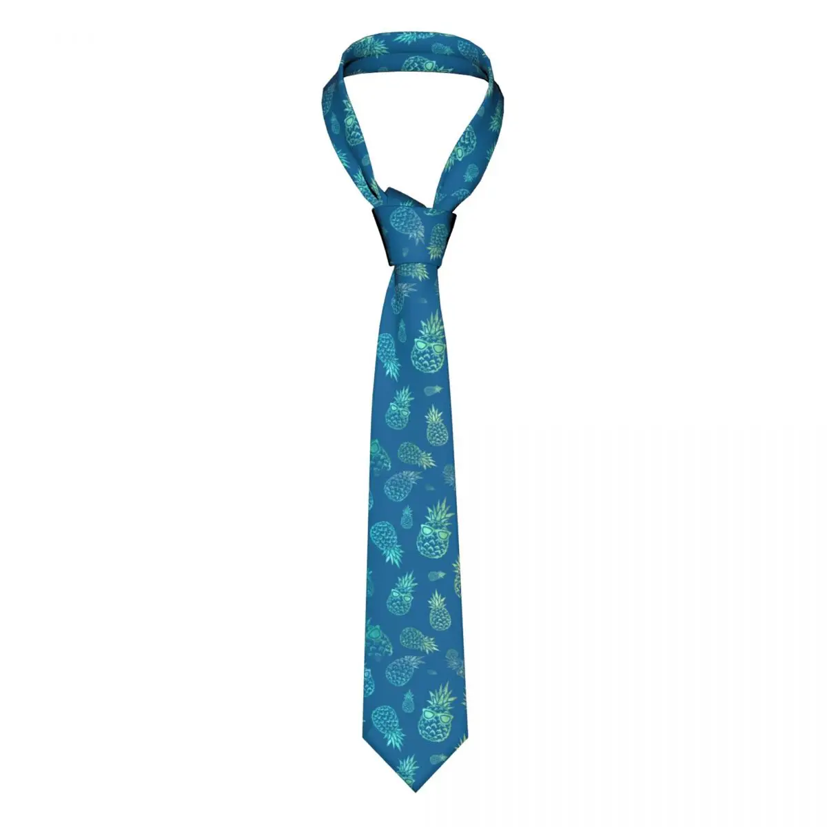 Blue Tropical Watercolor Pineapple Unisex Necktie Casual Polyester 8 cm Wide Neck Tie for Mens Suits Accessories Gravatas Gift