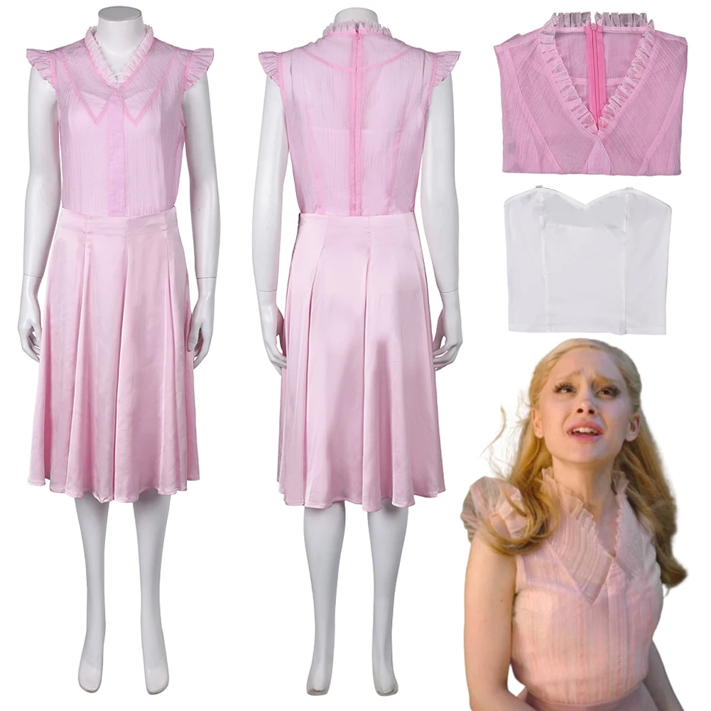 Witch Glinda Cosplay Fantasy Light Pink Dress Clothing 2024 Horror Movie Wiked Costume Disguise Women Roleplay Fantasia Outfits