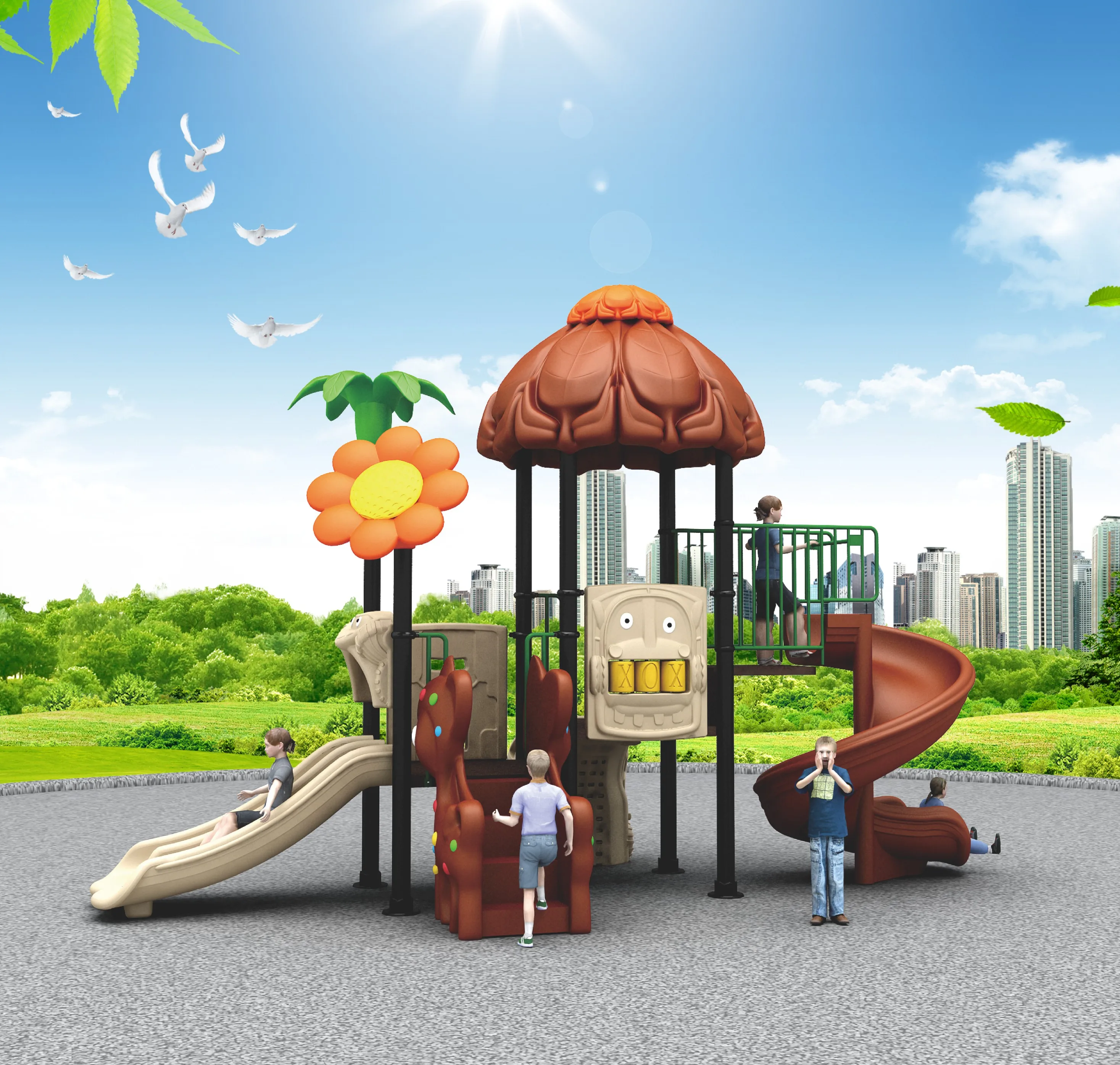 China Supplier Commercial Outdoor Playground Small Plastic Slide for Kids Amusement Park Children Equipment Playground Outdoor